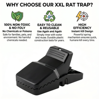 Piège à rats XXL 21 cm - Pièges à impact professionnels pour grands rats |   Réutilisable, sans produits toxiques |   Pour la maison, le garage, le grange, l'entrepôt