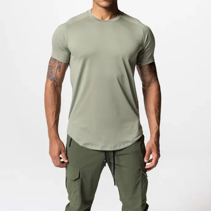 प्रीमियम रागलाण आस्तीन तंग फिट टी-शर्ट पुरुषों सस्ते दौर गर्दन बुनियादी टी-शर्ट पॉलिएस्टर स्पैन्डेक्स थोक थोक टी शर्ट