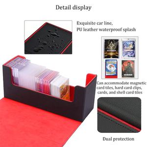   Boîte double personnalisable en cuir PU noir pour rangement de jeux de cartes imprimés, boîte magnétique pour cartes, accessoires de jeux de société et de trading - Product Image 3