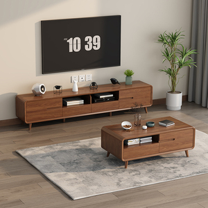 Mobile <span class=keywords><strong>TV</strong></span> <span class=keywords><strong>in</strong></span> Legno Massello Stile Mid-Century con Cassetti per <span class=keywords><strong>TV</strong></span> da 65+ Pollici, Centro di Intrattenimento per Soggiorno - Product Image 3