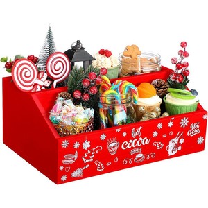 Hot <b>Chocolate</b> Bar Wooden Storage Box With Partitions Rectangle Standing Type 4-7 Compartments For Candy And Coffee - Product Image 2