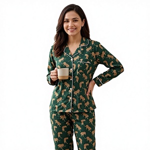 Conjunto de Pijama de Verano para Mujer, de Algodón con Estampado Animal, Ropa de Dormir Suave y Transpirable de Dos Piezas - Product Image 3