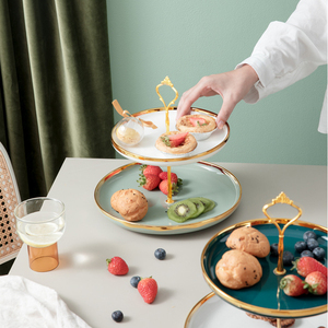 3层圆形陶瓷纸杯蛋糕服务摊甜点茶会婚礼塔蛋糕水果托盘拼盘展示 - Product Image 6