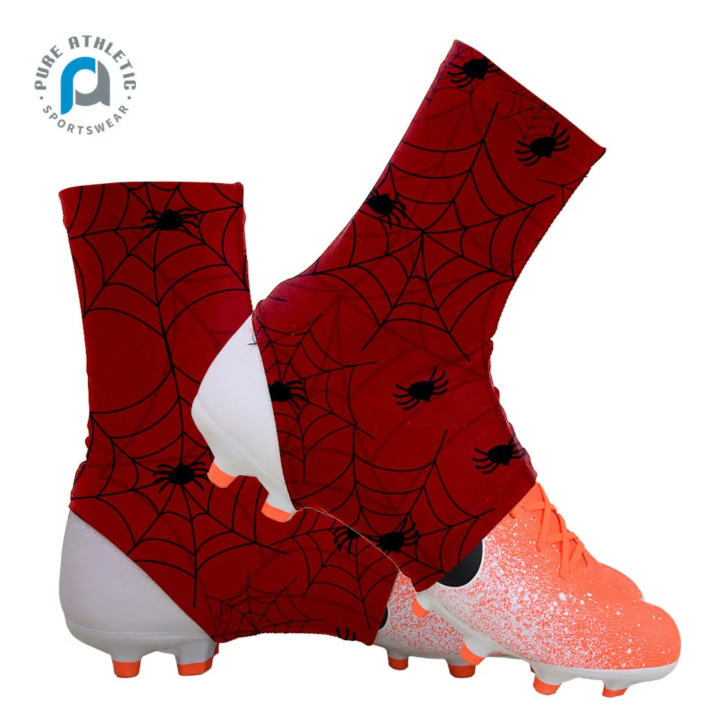 Kustom murni desain baru kualitas tinggi Spat spider web sublimasi pria cetak merah penutup cleat sepak bola sepatu Amerika