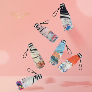 Real Star UPF50 + parapluie pour femme de haute qualité à impression globale à cinq plis joli sac à main <span class=keywords><strong>petit</strong></span> mini <span class=keywords><strong>parasol</strong></span> <span class=keywords><strong>parasol</strong></span> - Product Image 3