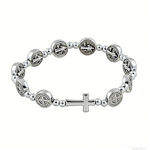 Cross <b>Bracelet</b> Tibetan Silver <b>Beaded</b> Religious Jewelry Gift for <b>Men</b> Women - Product Image 5