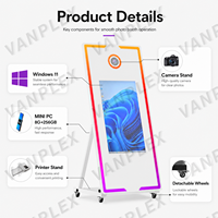 Cabina de Fotos con Espejo Mágico de Lujo de 65 Pulgadas, Cabina para Selfies con Pantalla Táctil de 32/43 Pulgadas para Fiestas, Eventos, Bodas, Alquiler, Patente Global
