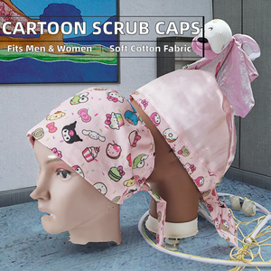 Bonnets chirurgicaux en coton tissé à imprimé animalier, avec lien à nouer et doublure en satin, pour infirmières et médecins, unisexe - Product Image 2