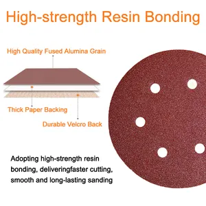 125mm Orbital Sanding Discs Abrasive Sand Disc Aluminum Oxide Round E-weight Red Sandpaper 125mm Sanding Disc Sand Paper P120