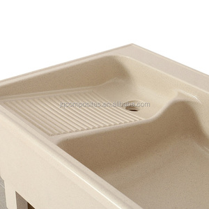 Lavatoio Doppio in Fibra di Vetro e Plastica, Realizzato a Mano in Un Unico Pezzo, Design Moderno per Uso Commerciale, Balcone, Giardino e Lavanderia - Product Image 2