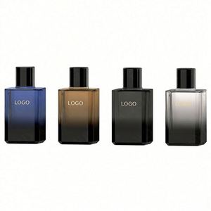 Envase Cosmético de Lujo, Botella de Perfume Cuadrada de Vidrio con Degradado, Personalizada, 100 ml, con Tapa Negra - Product Image 1