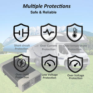 อินเวอร์เตอร์แปลงไฟ 1000W 12V DC เป็น 220V AC คลื่นไซน์บริสุทธิ์ พร้อมความถี่เอาต์พุต 50Hz/60Hz สำหรับใช้ในบ้านและยานยนต์ - Product Image 6