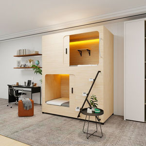 Cama Capsula Moderna de Madera Sólida Ecológica de 2 Puertas para Hostales y Hoteles, Entrega Rápida - Product Image 1