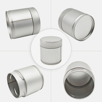 Boîte en fer blanc vide ronde 30g 50g, finition brillante argentée, pour thé vert matcha, écologique, avec couvercle en plastique
