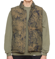 Haute qualité hommes vers le bas rembourrage gilet impression broderie hommes extérieur camouflage impression vêtements d'extérieur bouffant gilet col montant