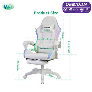 Fauteuil de Gaming Moderne Blanc Inclinable et Confortable avec Éclairage RGB et Repose-Pieds WS8461 – Meilleure Vente en Gros - Product Image 2