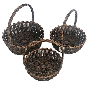Panier en saule tressé à la main avec poignée torsadée pour pique-nique, rangement de fruits et décoration intérieure dans la cuisine ou le salon - Product Image 2