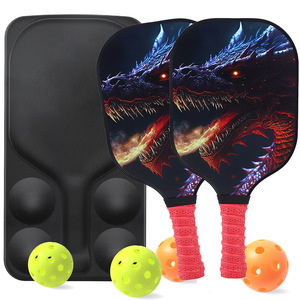 Palas de Pickleball con mango rojo, 2 raquetas, 4 pelotas, 1 bolsa antideslizante para deportes al aire libre - Product Image 1