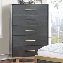 Juego de Dormitorio con Cama con Detalles Metálicos, Cómoda, Mesita de Noche y Cajonera para una Decoración Contemporánea de Lujo - Product Image 3