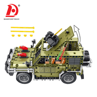 Kit de construction de SUV tactique militaire à double commande 2.4G HUADA, modèle de voiture blindée mécanique DIY, jouet éducatif en briques d'ingénierie