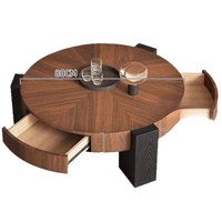 Table Basse de Salon Italienne Haut de Gamme en Bois Massif, Style Minimaliste Antique, Luxe Léger pour Petit Appartement