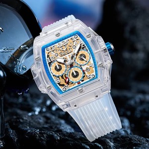 Montre-bracelet de luxe pour homme Drioshipping, étanche, forme tonneau, date, mouvement à quartz japonais, ajourée, pour le commerce de mode - Product Image 3