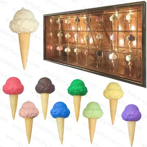 著名的人造意大利冰淇淋模型PU冰淇淋蛋筒挂坠甜点店视觉商品展示