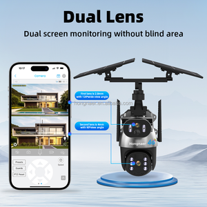 Hongnaer 6MP không dây năng lượng mặt trời bảng điều khiển Powered an ninh PTZ Camera ICAM + Ống kính kép ngoài trời giám sát 4 gam Sim Thẻ năng lượng mặt trời cctv camera - Product Image 3