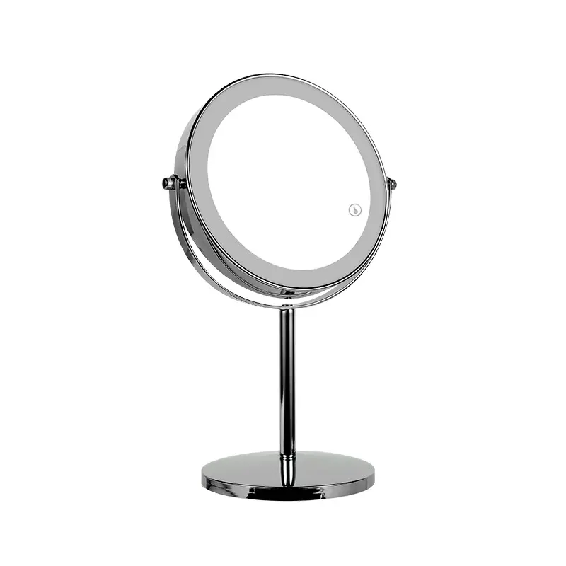 LED vanity mirror desktop with light, rechargeable tricolor light, touch beauty and makeup portable mirror