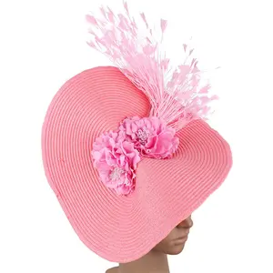 ホット販売女性手作りウェディングワイド花嫁帽子カクテルティーパーティーフェザーヘア魅惑的な帽子