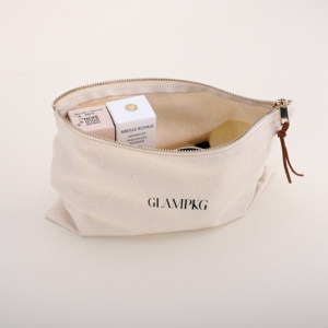 GLAMPKG Premium Off-<b>white</b> Canvas <b>Small</b> Storage <b>Bag</b> with Gold Zipper Personalized Gift Packaging Pouch for Jewelry & Accessories - Product Image 5
