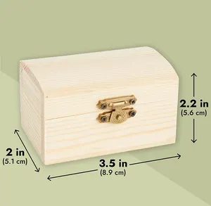 Wooden Boxes For Crafts Treasure Chest With Lid And Clasp Set Of 12