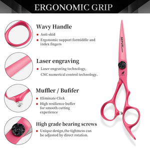 Tijeras de Peluquería Profesionales de 6.0 Pulgadas, Color Rojo Rosa, Acero JP440C, Diseño Moderno, Alta Calidad, HS-970 - Product Image 2
