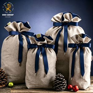Sac cadeau personnalisé écologique à cordon <span class=keywords><strong>de</strong></span> serrage géométrique, emballage cadeau <span class=keywords><strong>de</strong></span> Noël, plusieurs tailles, sac cadeau pour vin - Product Image 2