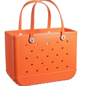 Bolsa feminina de luxo com cesto lavável de verão, logotipo personalizado multicolorido, sacola grande de praia para mulheres e crianças, sacola grande de eva bog croc