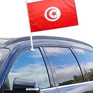 Drapeau de voiture personnalisé double face pour la <span class=keywords><strong>Tunisie</strong></span>, idéal pour les tournois sportifs, les défilés urbains et les jours nationaux - Product Image 1