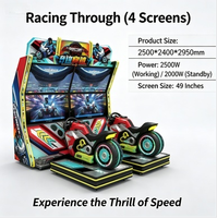 Máquina Arcade de Carreras de Motos con 4 Pantallas, Simulador de Carreras Dinámico para 2 Jugadores que Funciona con Monedas