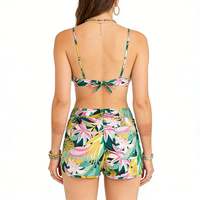 Short de bain pour femmes, extensible dans quatre directions, séchage rapide, confortable, élégant, imprimé vert tropical, pour la plage, la natation, le surf