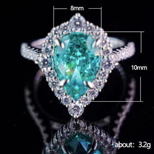 F1352 Anello da donna in argento con diamanti taglio a pera, colore G naturale, gioiello di fidanzamento per lei - Product Image 4