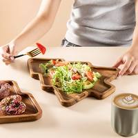 Nampan Sajian Berbentuk Pohon Natal dari Kayu untuk Pesta Liburan, Sajian Salad, Donat, Makanan Pembuka, Makanan Penutup, Dekorasi Dapur Gaya Pedesaan