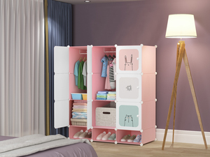 Organisateur de rangement pliable convertible pour vêtements avec 9 compartiments et 1 <span class=keywords><strong>tringle</strong></span> suspendue pour meubles de chambre d'appartement - Product Image 4