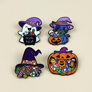 Broches <span class=keywords><strong>de</strong></span> <span class=keywords><strong>la</strong></span> Serie Halloween, Sombreros <span class=keywords><strong>de</strong></span> <span class=keywords><strong>Bruja</strong></span>, Accesorios <span class=keywords><strong>de</strong></span> Dulces, Decoraciones para Mochilas <span class=keywords><strong>de</strong></span> Disfraces, Insignias Metálicas - Product Image 1