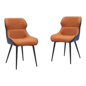 2024 Nordic Modern Hotel Restaurant Orange Dining Accent Chair Fabric Upholstered For Living Room Bedroom And Dining Table