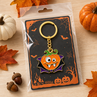 Porte-clés d'Halloween personnalisé en émail souple, motifs dessin animé vampire, citrouille, Jack O' Lantern, aile de chauve-souris, pour sac à dos, vente en gros