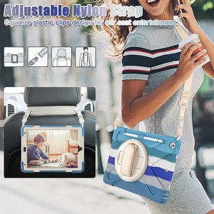 Phổ Silicone Chống Sốc Trường Hợp Máy Tính Bảng Cho <span class=keywords><strong>iPad</strong></span> 10.2 2021 2020 2019 Chủ Bút Chì Dây Đeo Vai Xoay Đứng Rugged Bìa - Product Image 3