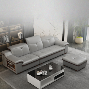 Canapé de lujo nórdico moderno para sala de estar, mueble Seccional de cuero curvo en forma de L para boda, sofás grises - Product Image 4