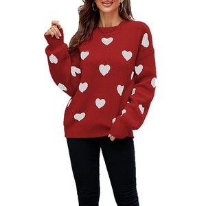 Suéter de Invierno Estilo Coreano Casual con Cuello Redondo para el Día de San Valentín, Grueso, de Jacquard, Viscosa, Poliéster y Nailon, para Mujer, Talla Grande - Product Image 4