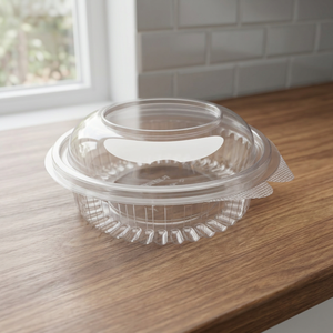 Crystal-clear <b>PET</b> with tamper-evident hinge lock Round Hinge Box 24 OZ Dome Lid, 750 ML / 25 OZ Capacity, Round Hinge Range - - Product Image 3