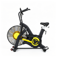 Bicicleta de aire comercial de doble acción con transmisión por correa, resistencia al viento dinámica, equipo HIIT, carga máxima 150 kg, entrenador de cardio compacto para gimnasio