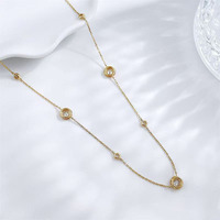 Collier pendentif en or jaune 18 carats avec diamant de laboratoire, élégant, délicat, réglable, pour femme, motif étoilé rond et bulles superposées, pour clavicule